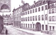 1905, vue arrière depuis le rue Brûlée (Strasbourg), à gauche l'édifice avec la rotonde fait l'angle