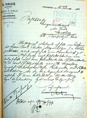 Document d'archive: courrier d'Eugène Haug à la Ville (16.2.1912)