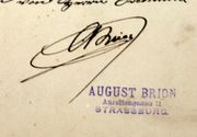 Document d'archive: signature et tampon de celui que nous appelons "Philippe Auguste Brion", pour le différencier de son fils "Auguste Brion" (1890)