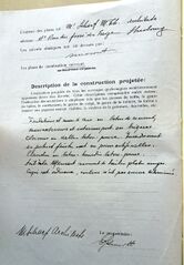 Document d'archive : verso de la demande d'autorisation de construire (1933)