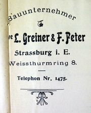 En-tête de courrier de l'entreprise "Greiner et Peter" (1904)
