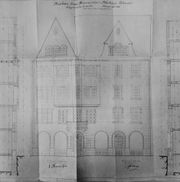 1909, plan déroulé des 2 façades et de l'angle