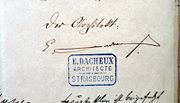 Document d'archive : signature et tampon de l'architecte (1896)