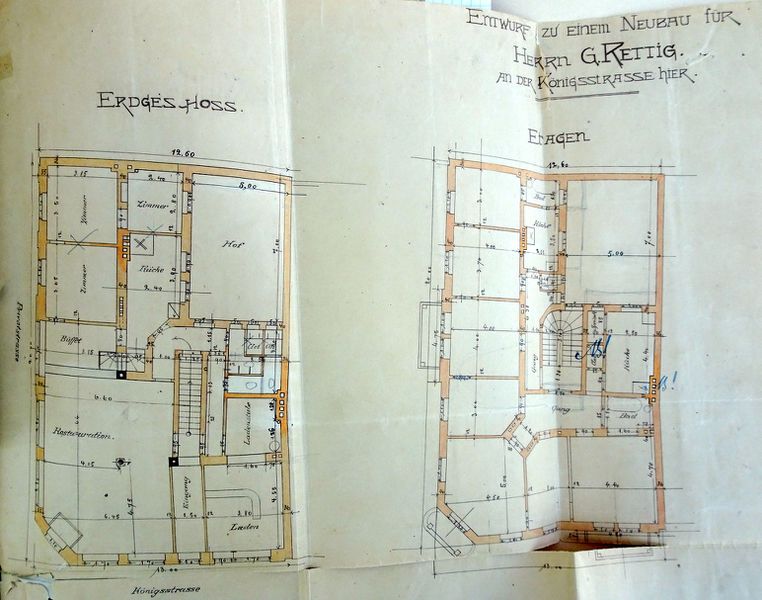 Fichier:12, avenue de la Marseillaise, plan du RC et des étages (1897).jpg