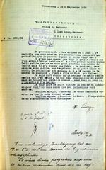 Document d'archive: courrier tapuscrit du 4.9.1930 en réponse à une plainte concernant un poulailler