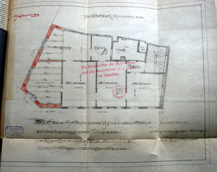 Fichier:17) Plan du 1er étage par Auguste Haentzler, mai 1907, 733W48.jpg