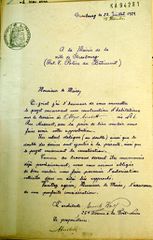 Document d'archive : courrier des maître d'oeuvre et maître d'ouvrage. On voit qu'il concerne aussi le n° 6.