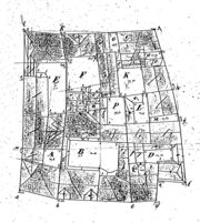 plan parcellaire de 1830, les deux maisons se trouve entre les repères b et c