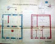 Dessin d'archive: plans de la cave et de l'étage mansardé