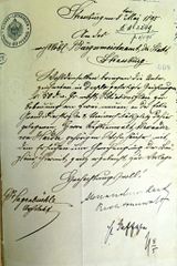 Document d'archive: demande d'autorisation de construire signée par Alexander von Harder (commanditaire) et Hagenbüchle (architecte) (8.5.1895)