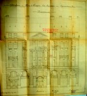 Dessin d'archive: façade sur rue (très difficile à photographier, car très pâle)