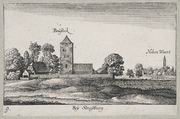 gravure de Wencel Hollar (1635), la tour verte se trouve sur la droite