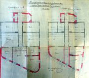 Dessin d'archive : plans de l'immeuble pour F. Voos, par Heinrich Backes (1896)