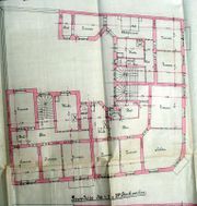 Dessin d'archive : plan des étages du complexe des trois immeubles