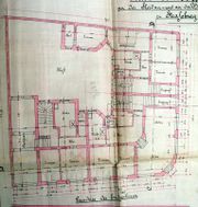 Dessin d'archive : plan du RC du complexe des trois immeubles