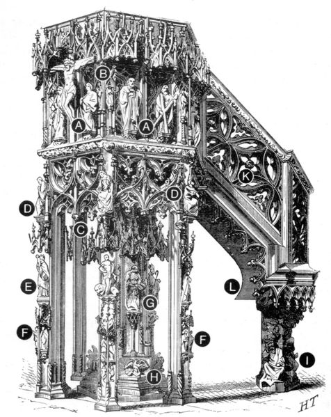 Fichier:Figure 6 la chaire de 1485, gravure de Guillaumot d’après Toussaint.jpg