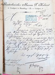 Document d'archive: Courrier à en-tête de F. Kalweit (22.4.1899)
