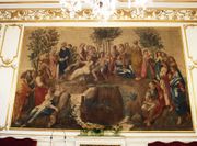 Dans le grand salon: "Le Parnasse", tapisserie des Gobelins tissée entre 1790 et 1798 d'après une fresque de Raphaël.