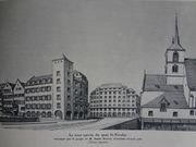 Projet d'Emile Werler, deuxième second prix, dessin avec l'église Saint-Nicolas