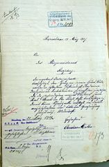 Document d'archive: courrier du propriétaire Christian Muller à la Ville en 1907