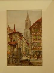 Vers 1830, lithographie aquarellée de l'aquarelliste anglais, Samuel PROUT (1783-1852). Don anonyme au Cabinet des Estampes. Exposition du MAMCS en 2016, "Le cabinet des merveilles, Quinze ans d’acquisitions des Musées de Strasbourg".