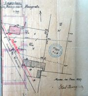 Dessin d'archive: plan de situation de l'époque de la construction (juin 1897)