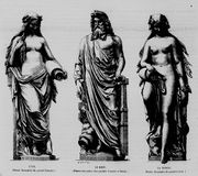 Les statues qui dominaient les portails des culées de rive droite et gauche. L'Illustration de Bade Avril 1861