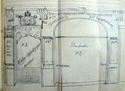 Dessin d'archive : projet de vitrine pour l'imprimeur Müller-Vogtenberger ( vers 1908)