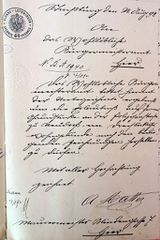 Document d'archive : demande d'autorisation de construire signée par Amand Matter