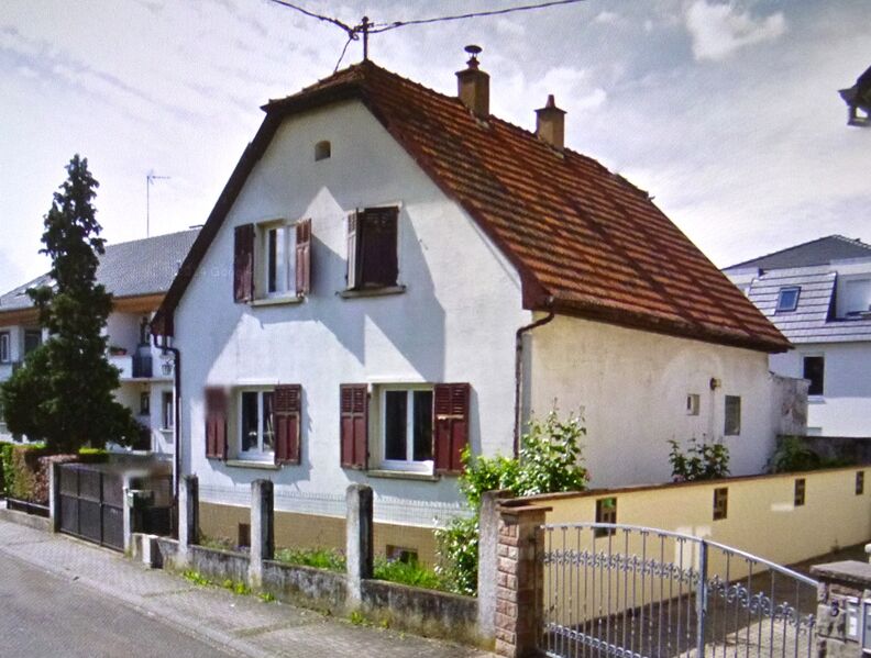 Fichier:3, rue du Zinkenthal, Mittelhausbergen b, vue d'angle à droite (source Google Maps).jpg