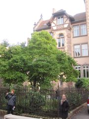 vue sur l'arrière du bâtiment et son jardin