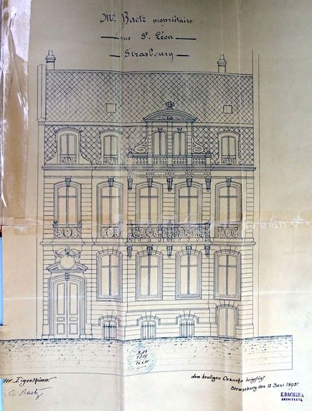 Fichier:3, rue Saint Léon, Strasbourg, dessin façade (1895).jpg
