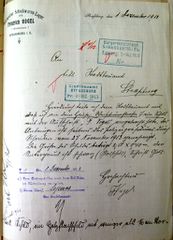 Document d'archive: courrier en date du 1er décembre 1913 écrit à la Ville par Frédéric Vogel, gérant du magasin de chaussures