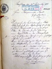 Document d'archive : courrier à la Ville avec les signatures de l'entreprise Petiti-Klotz et de G. Kirchmann (20.9.1886)