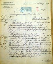 Document d'archive: courrier d'Otto Back à la Ville (22.3.1899)(recto)
