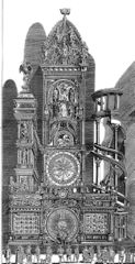 horloge de Schwilgué, gravure de 1842 d’après un dessin de M.Grieshaber, dessinateur attitré de Schwilgué