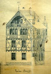 Dessin d'archive : façade sur rue 1896 (détail)
