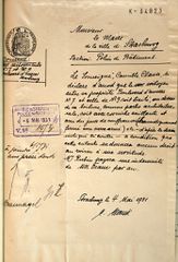 Document d'archive : courrier de Camille Clauss, demeurant au n° 7, bld d'Anvers