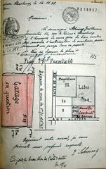 Dessin d'archive: plan de situation avec nouveau projet de garage donnant sur la rue Sleidan (16.11.1938)