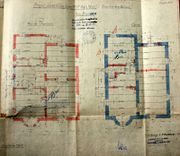 Dessin d'archive: plan du rez-de-chaussée et de la cave